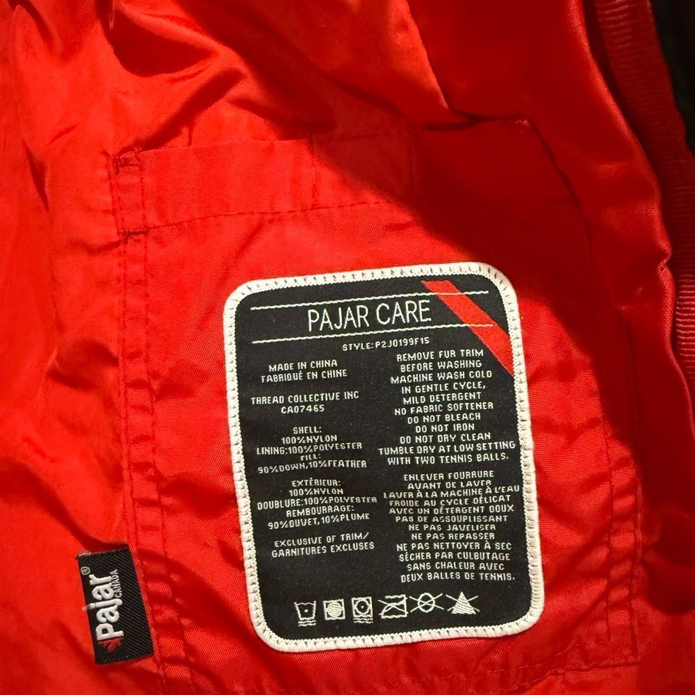 Pajar Women's Cougar Long Down Parka with removable Fur Hood, S, Used see pics - Picture 11 of 15